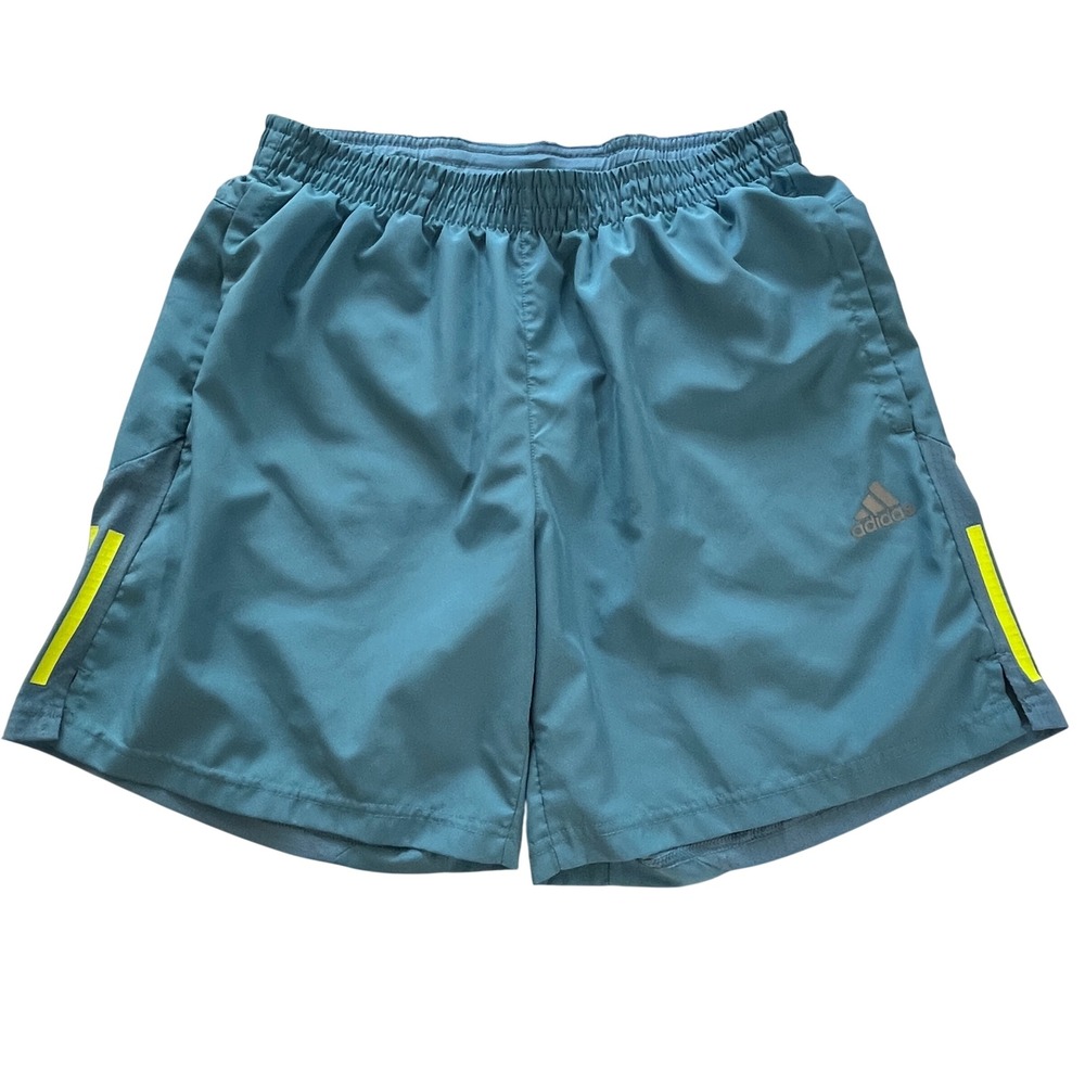 Adidas Aeroready Drawstring Running Shorts 7" Reflective Blue Teal Mens Medium